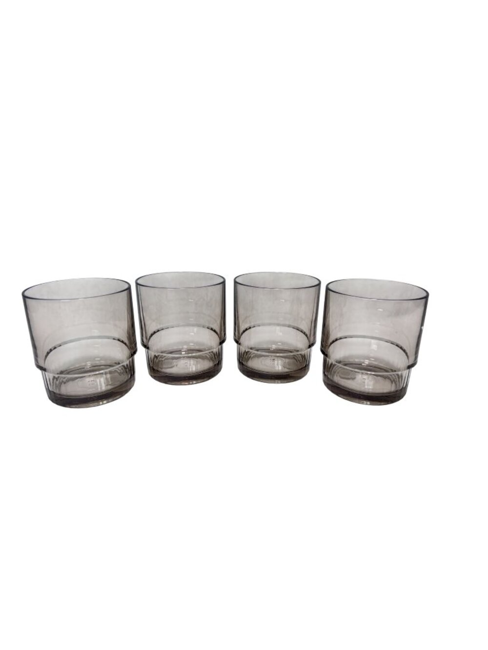Tupperware 4 Acrylic Tumblers Preludio Glasses Cups Smoke Gray 10oz Stackable
